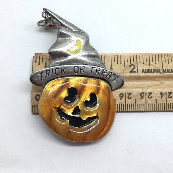 Halloween Pumpkin Brooch Jack O'Lantern Pin Halloween Trick or Treat Jewelry - Picture 7 of 8